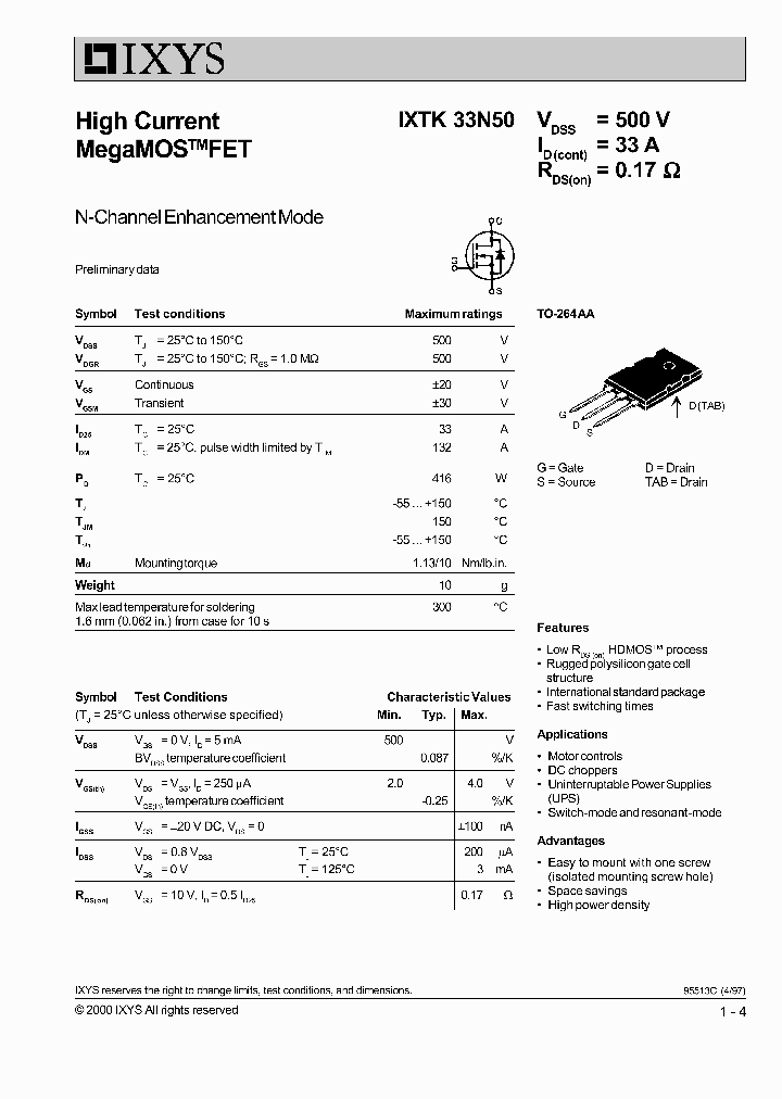 IXTK33N50_1258261.PDF Datasheet