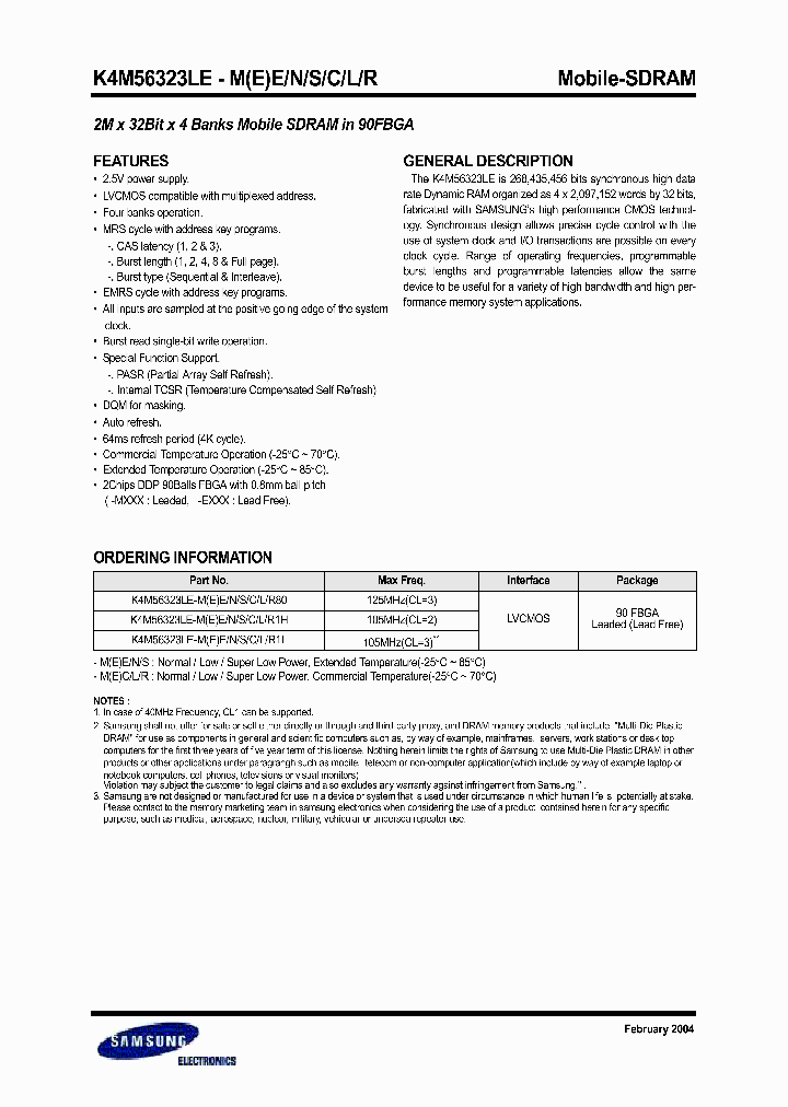 K4M56323LE-MS80_1259076.PDF Datasheet
