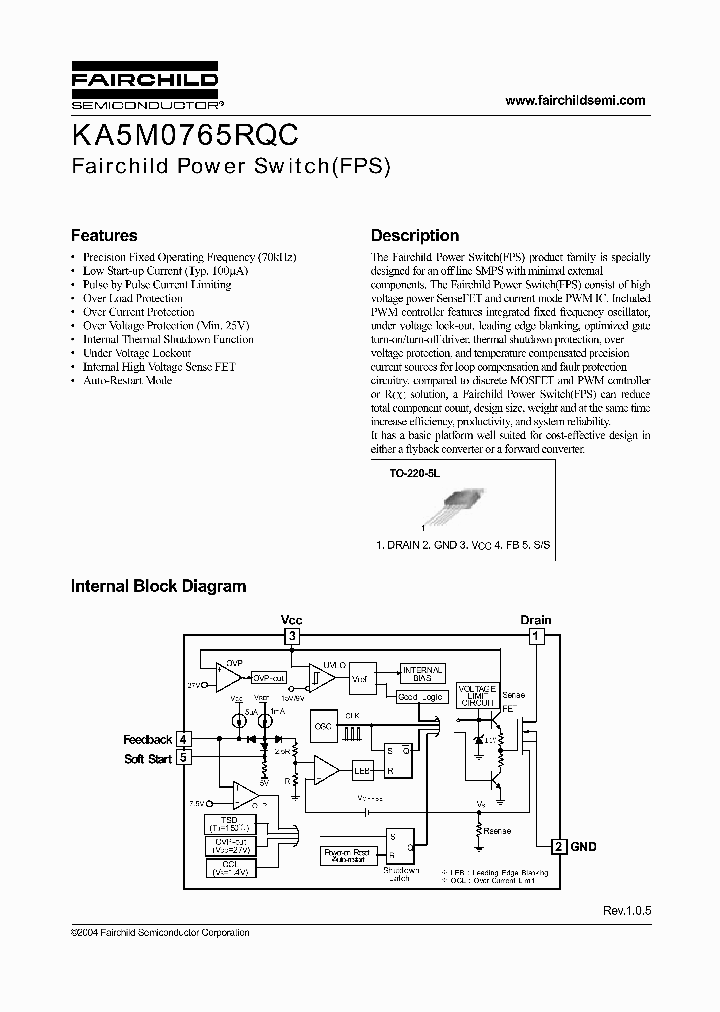 KA5M0765RQCYDTU_1259596.PDF Datasheet