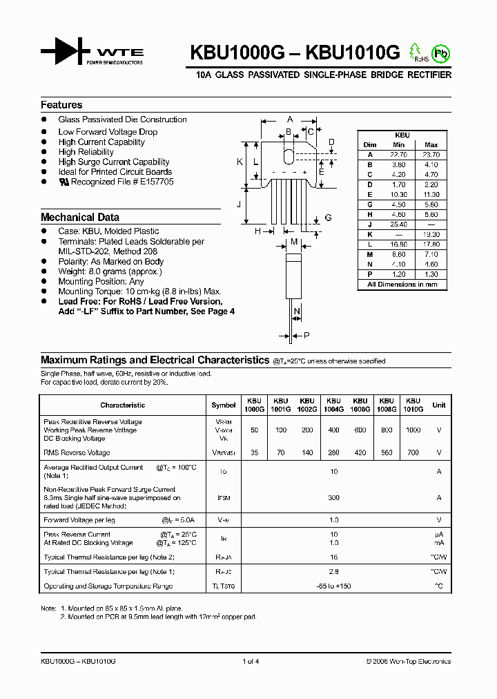 KBU1000G06_961215.PDF Datasheet