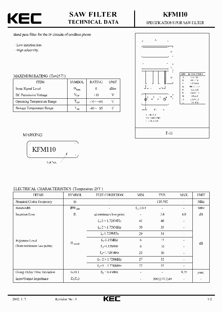 KFM110_1260304.PDF Datasheet