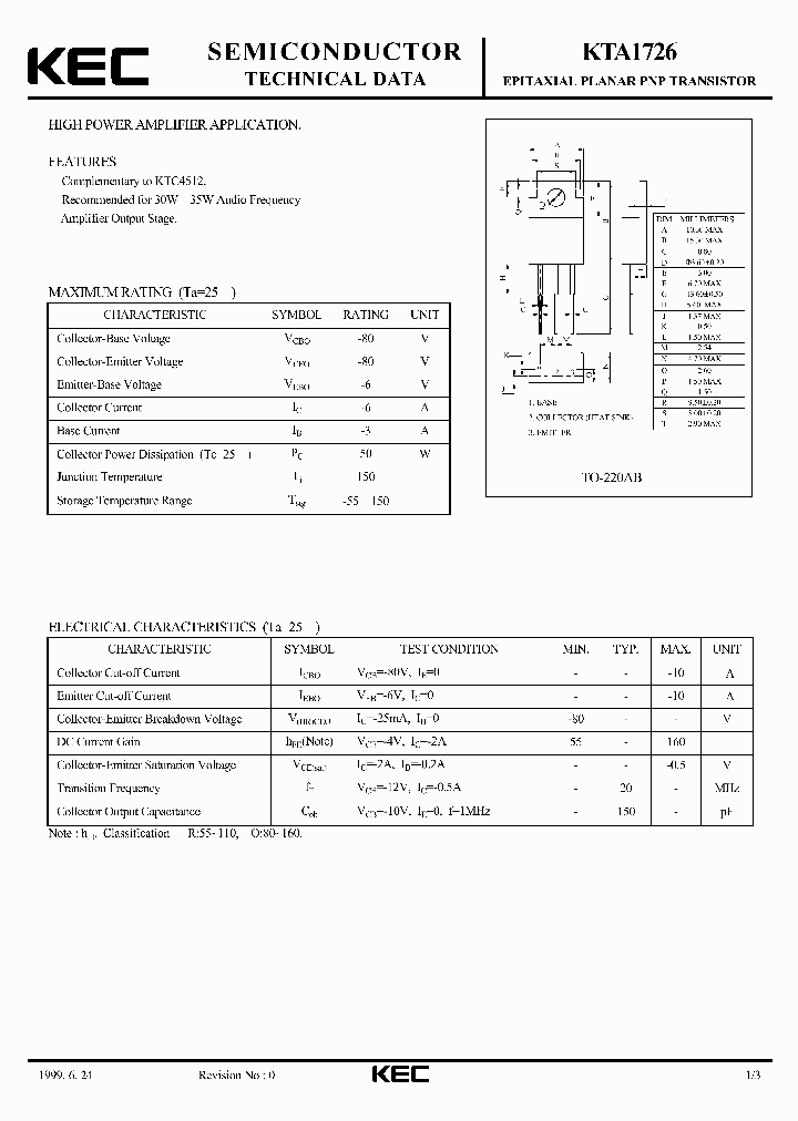 KTA1726_1261607.PDF Datasheet