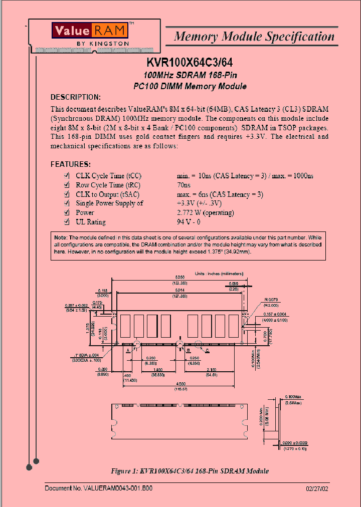 KVR100X64C364_1261924.PDF Datasheet