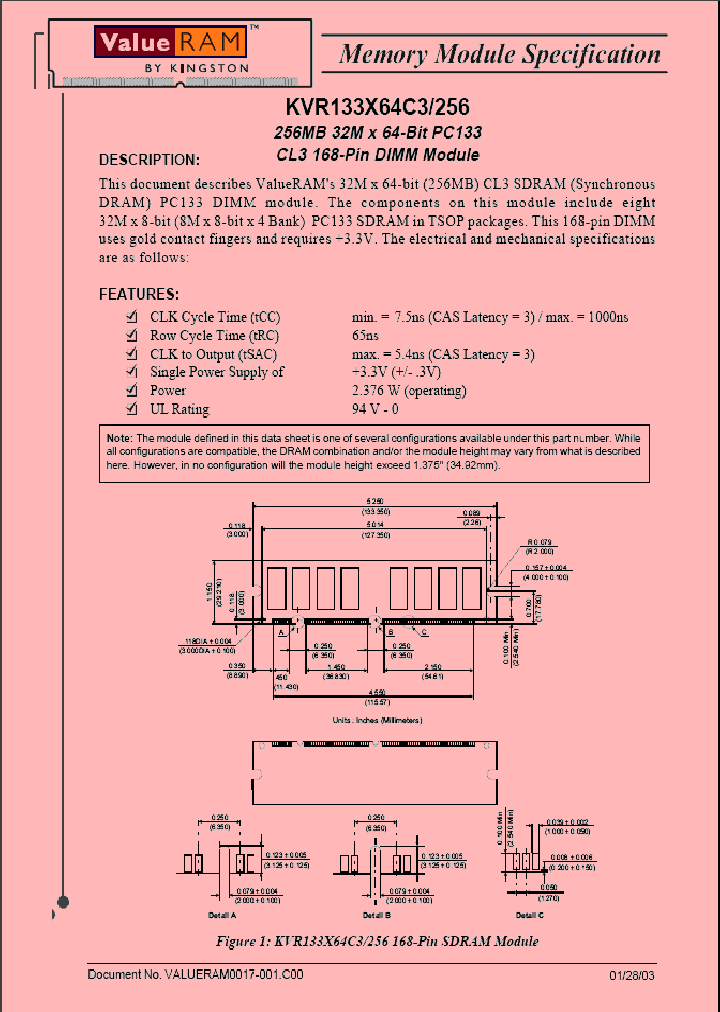 KVR133X64C3256_1261930.PDF Datasheet