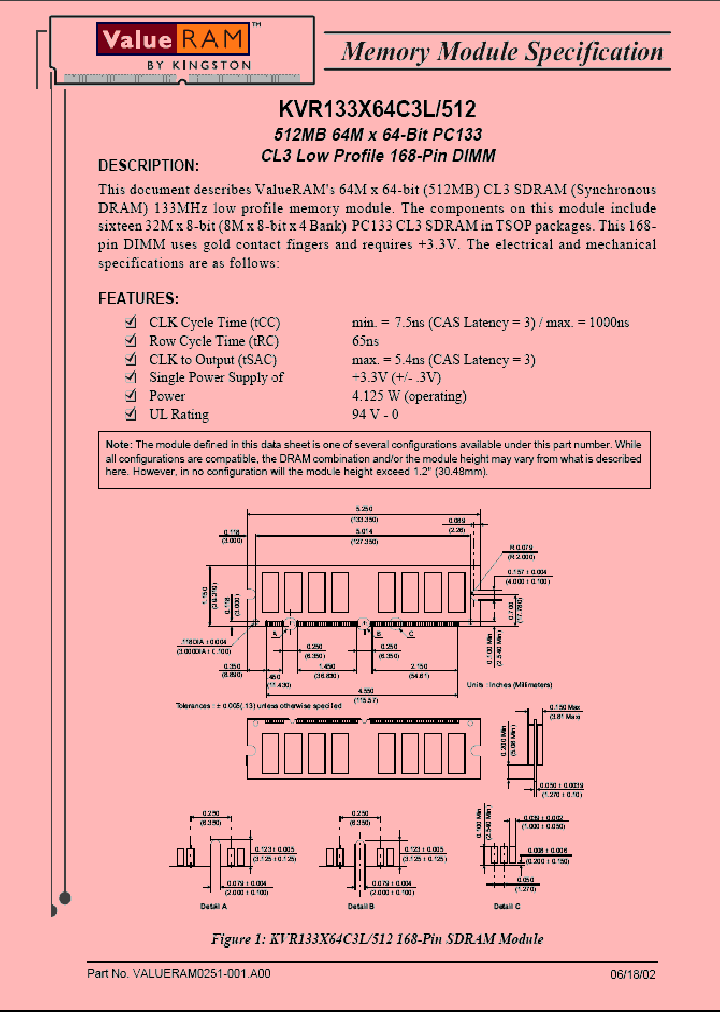 KVR133X64C3L512_1261935.PDF Datasheet