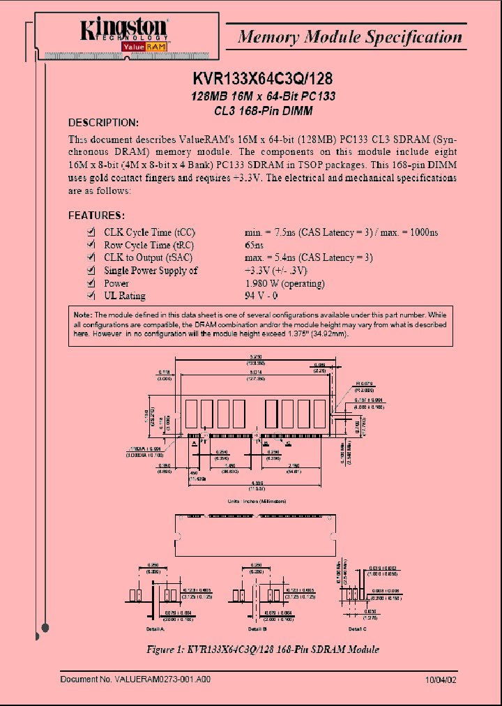 KVR133X64C3Q128_1261937.PDF Datasheet