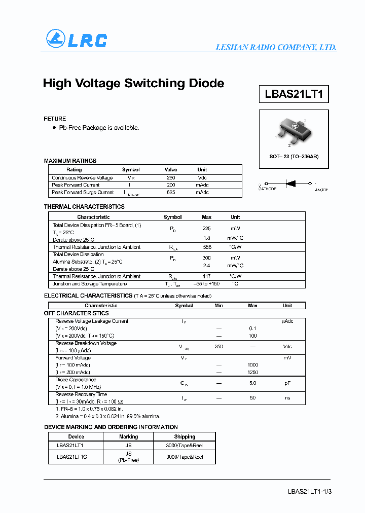 LBAS21LT1G_1263320.PDF Datasheet
