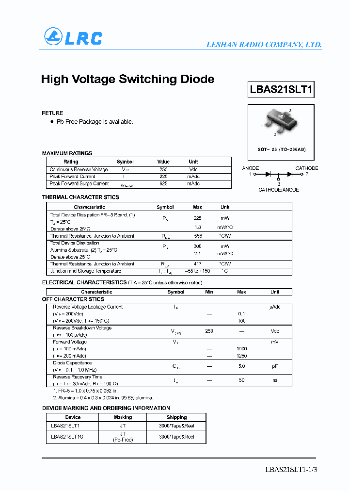 LBAS21SLT1G_1263321.PDF Datasheet