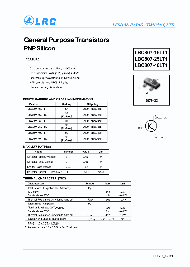 LBC807-16LT1_782459.PDF Datasheet