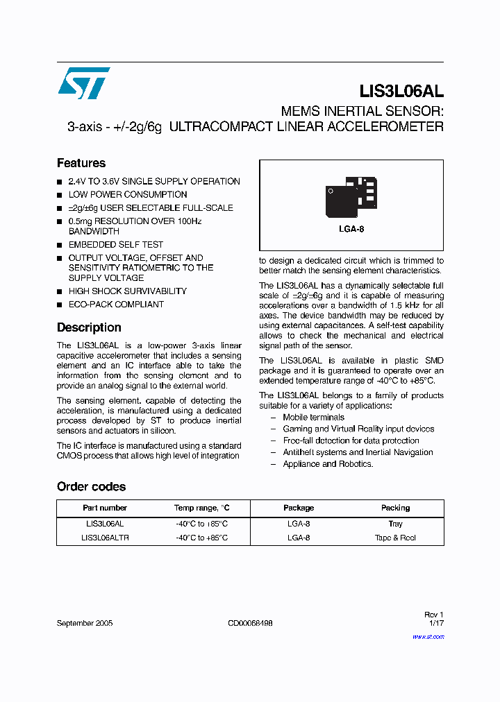 LIS3L06ALTR_1264718.PDF Datasheet
