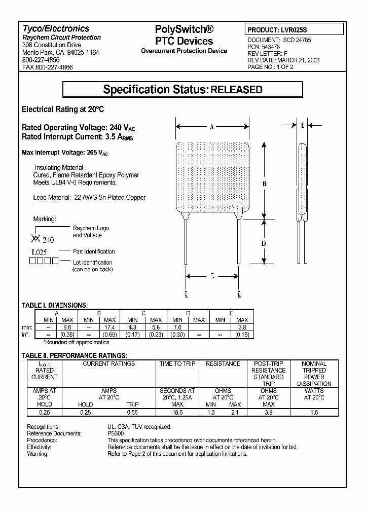 LVR025S_1268598.PDF Datasheet