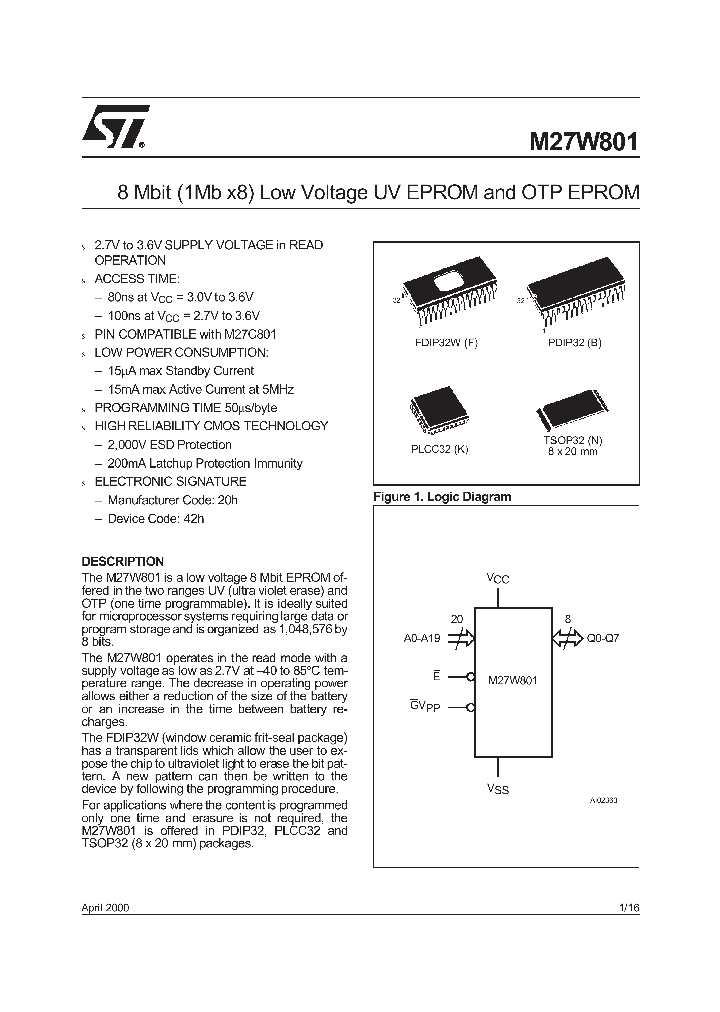 M27W801-100F6TR_732810.PDF Datasheet