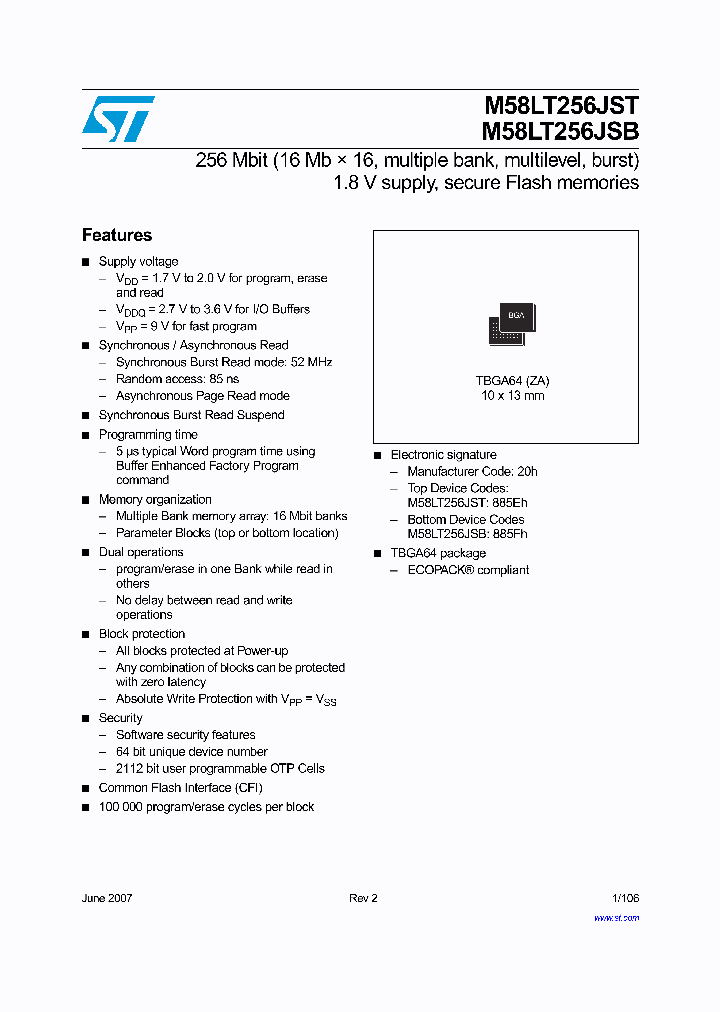 M58LT256JST8ZA6T_1270089.PDF Datasheet