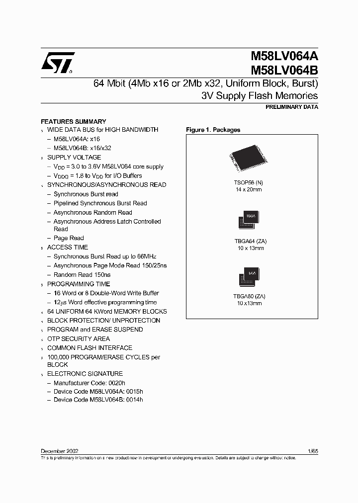 M58LV064B150ZA6T_1270090.PDF Datasheet