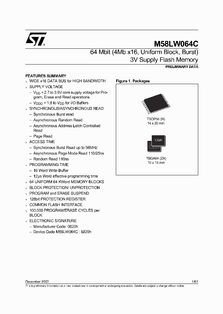 M58LW064C110ZA6T_1270095.PDF Datasheet