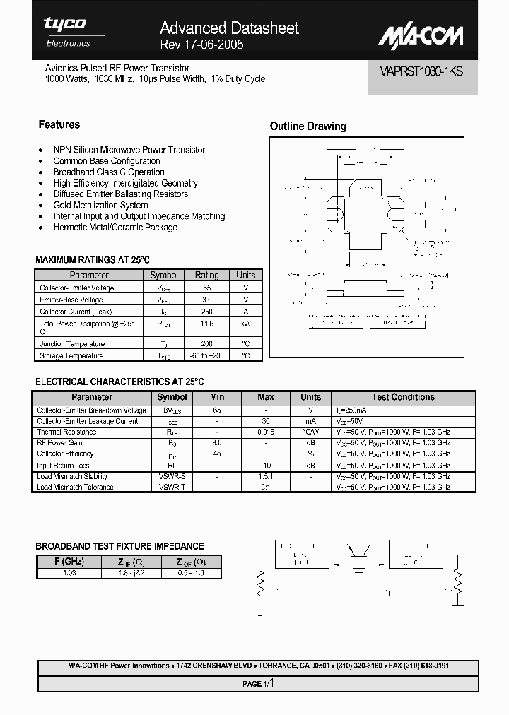MAPRST1030-1KS_614189.PDF Datasheet