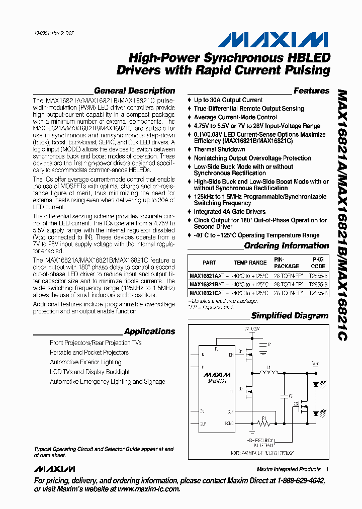 MAX16821CATI_1272514.PDF Datasheet