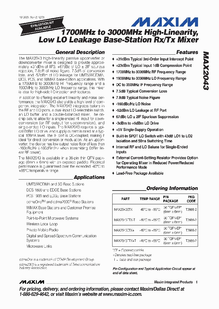 MAX2043ETX_1174245.PDF Datasheet