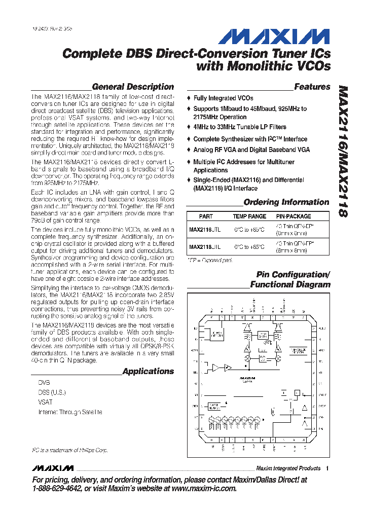 MAX2118UTL_629218.PDF Datasheet