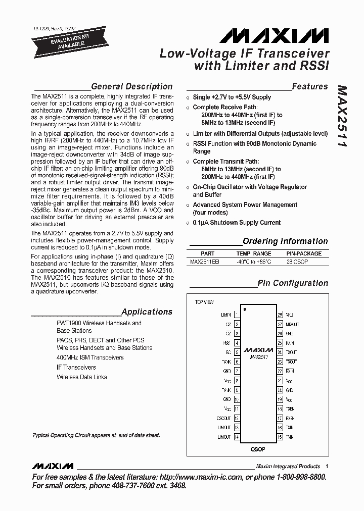 MAX2511EEI_1055685.PDF Datasheet