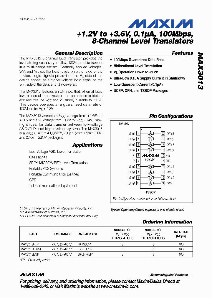 MAX3013EUP_1272899.PDF Datasheet