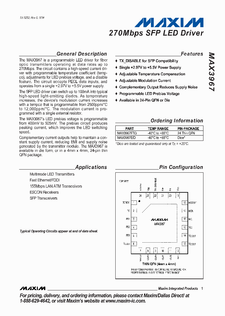 MAX3967ETG_1273155.PDF Datasheet