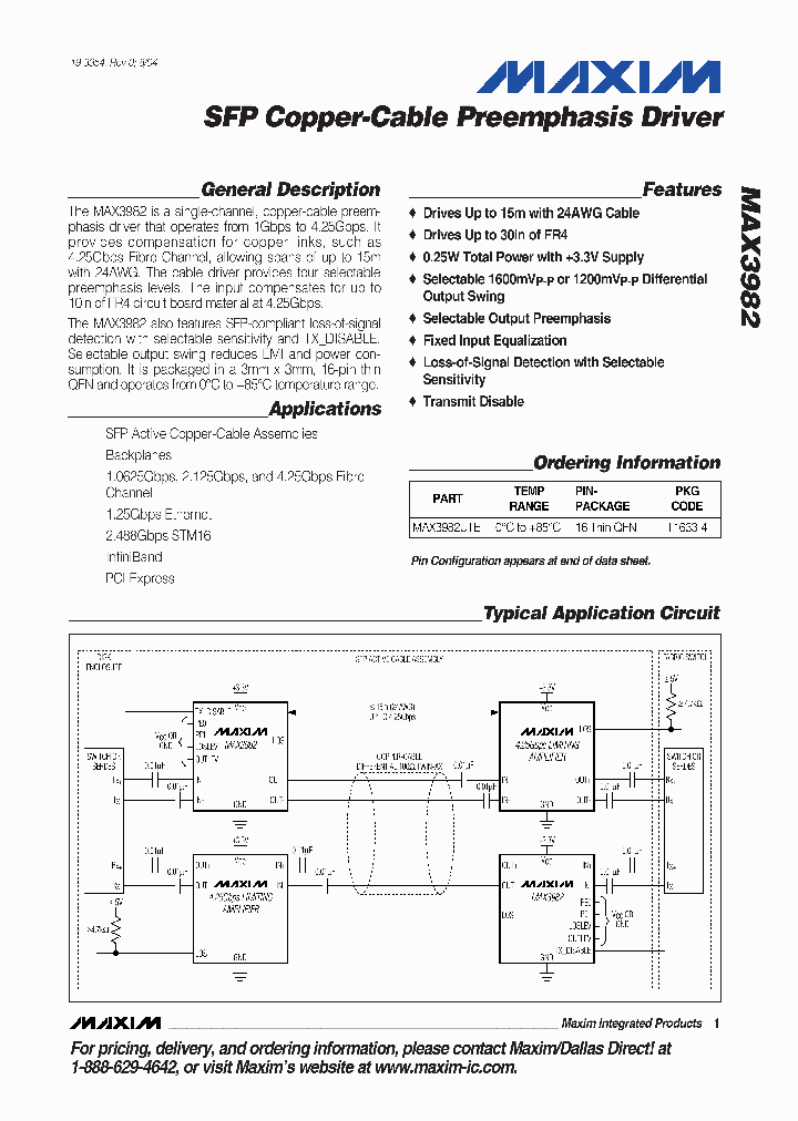MAX3982UTE_663433.PDF Datasheet