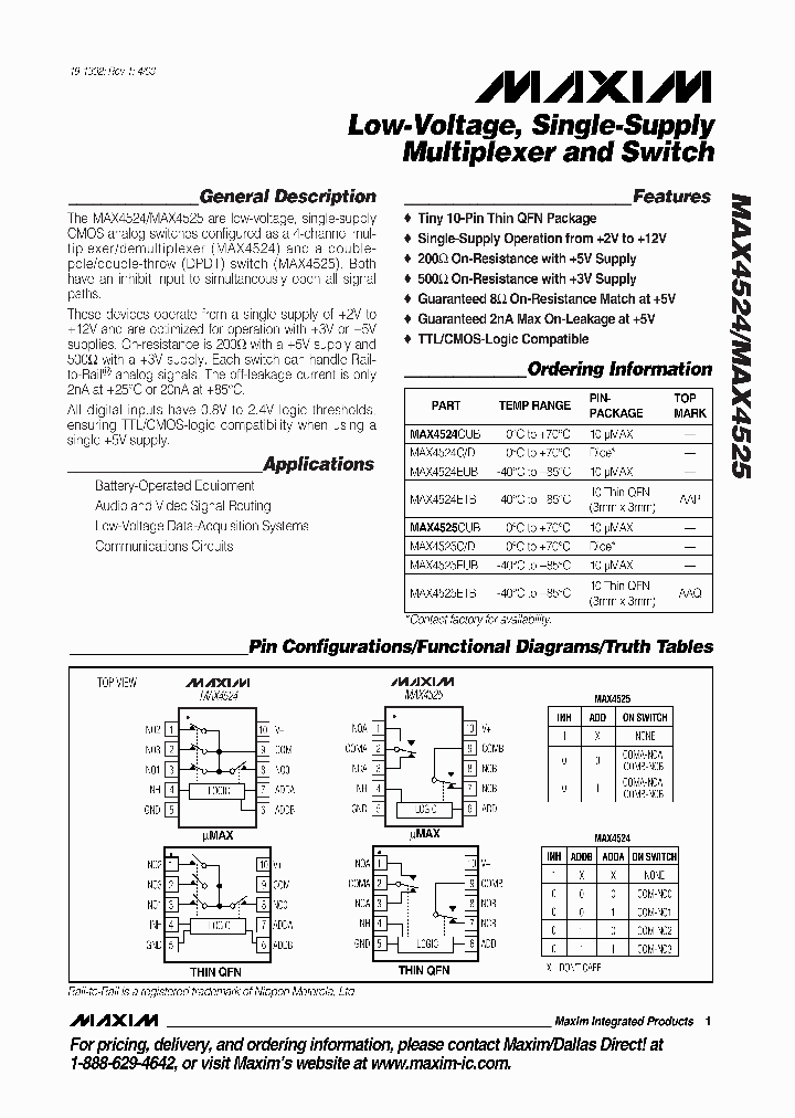MAX4525ETB_1273312.PDF Datasheet