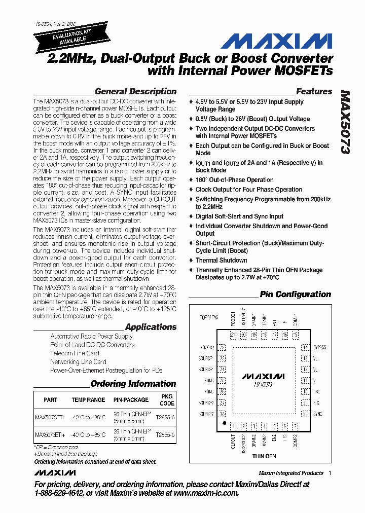 MAX5073ETI_1273486.PDF Datasheet