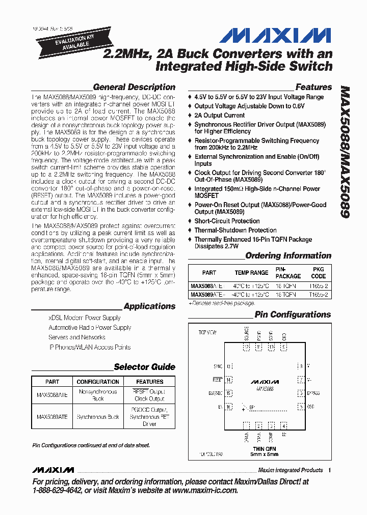 MAX5089ATE_1273493.PDF Datasheet