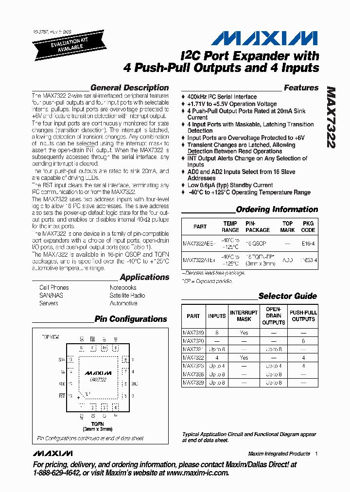 MAX7322ATE_1273938.PDF Datasheet
