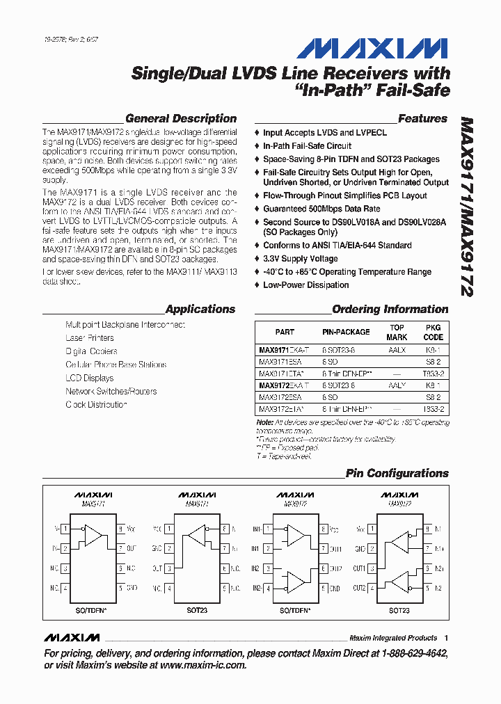 MAX9172ETA_1274220.PDF Datasheet