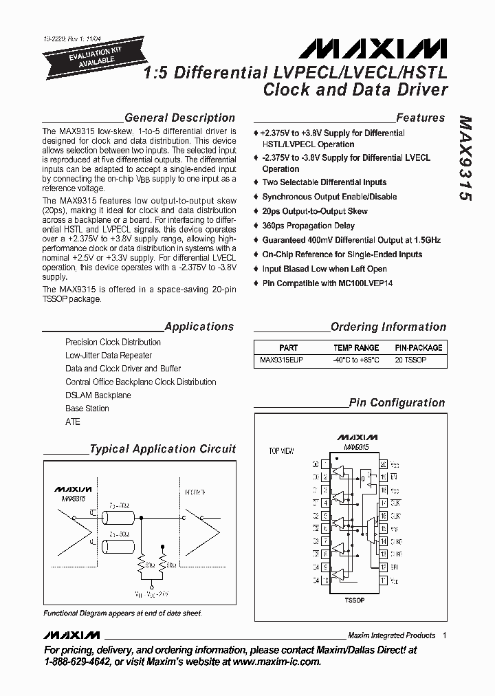 MAX9315EUP_1274244.PDF Datasheet