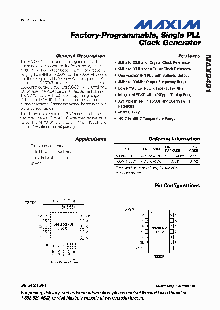 MAX9491EUD_1274274.PDF Datasheet
