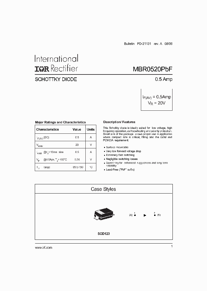 MBR0520PBF_1274921.PDF Datasheet