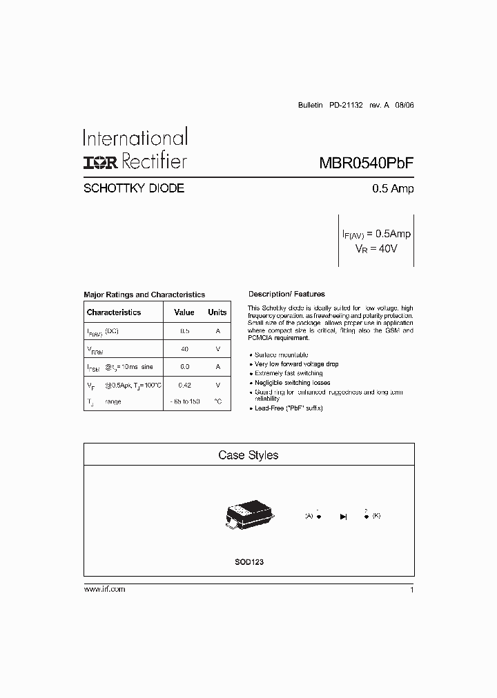 MBR0540PBF_1274927.PDF Datasheet