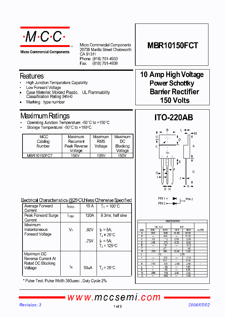 MBR10150FCT_1274934.PDF Datasheet