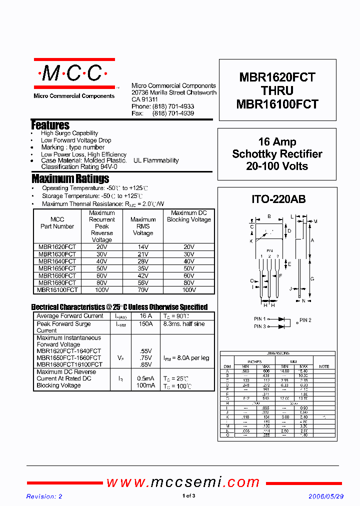 MBR16100FCT_877934.PDF Datasheet