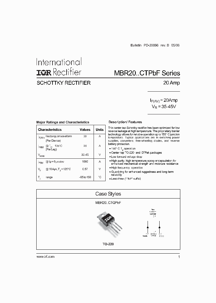 MBR2045CTPBF_1274994.PDF Datasheet