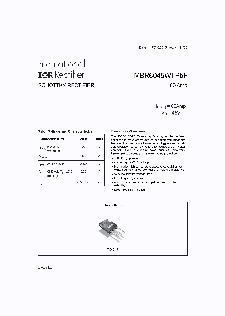 MBR6045WTPBF_1275091.PDF Datasheet