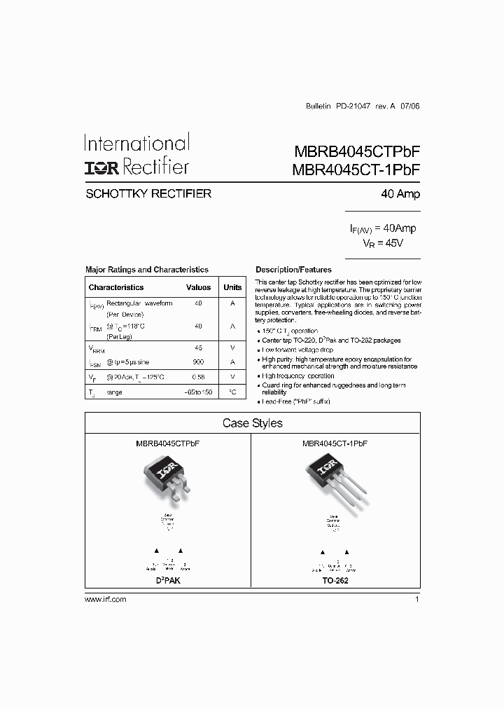 MBRB4045CTPBF_1154958.PDF Datasheet