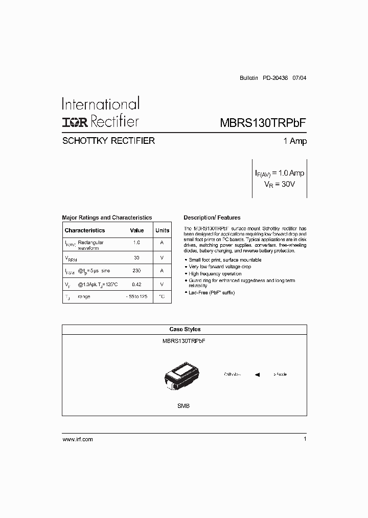 MBRS130TRPBF_1275259.PDF Datasheet