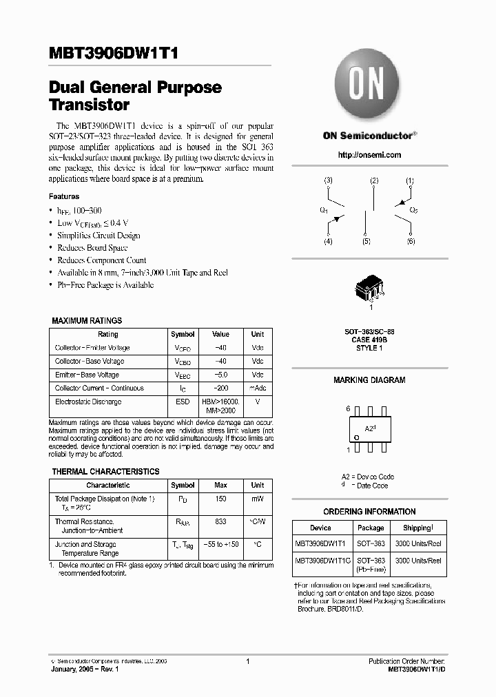 MBT3906DW1T1G_1275308.PDF Datasheet