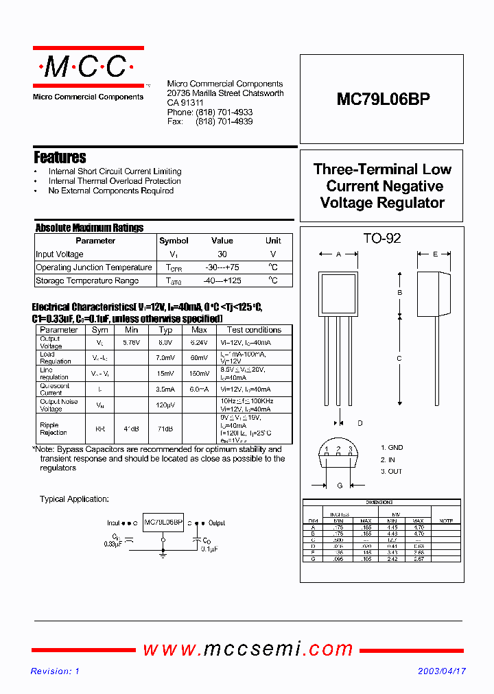 MC79L06BP_1277511.PDF Datasheet