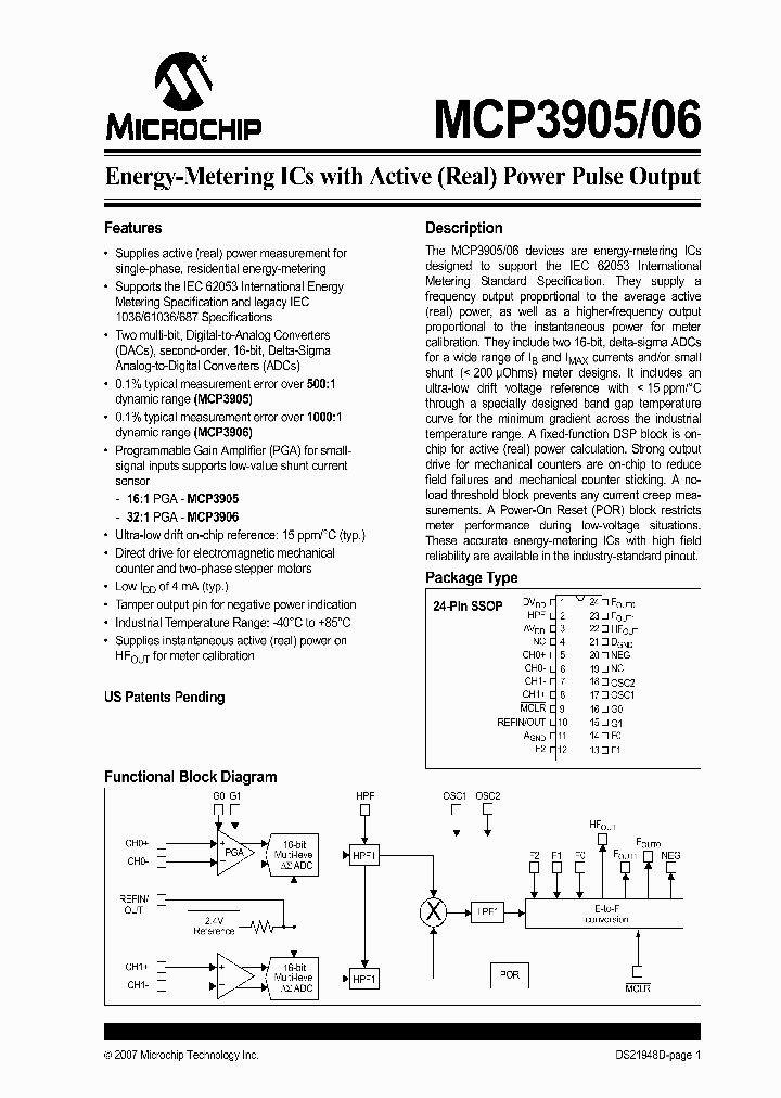 MCP3906T-ISS_1277968.PDF Datasheet