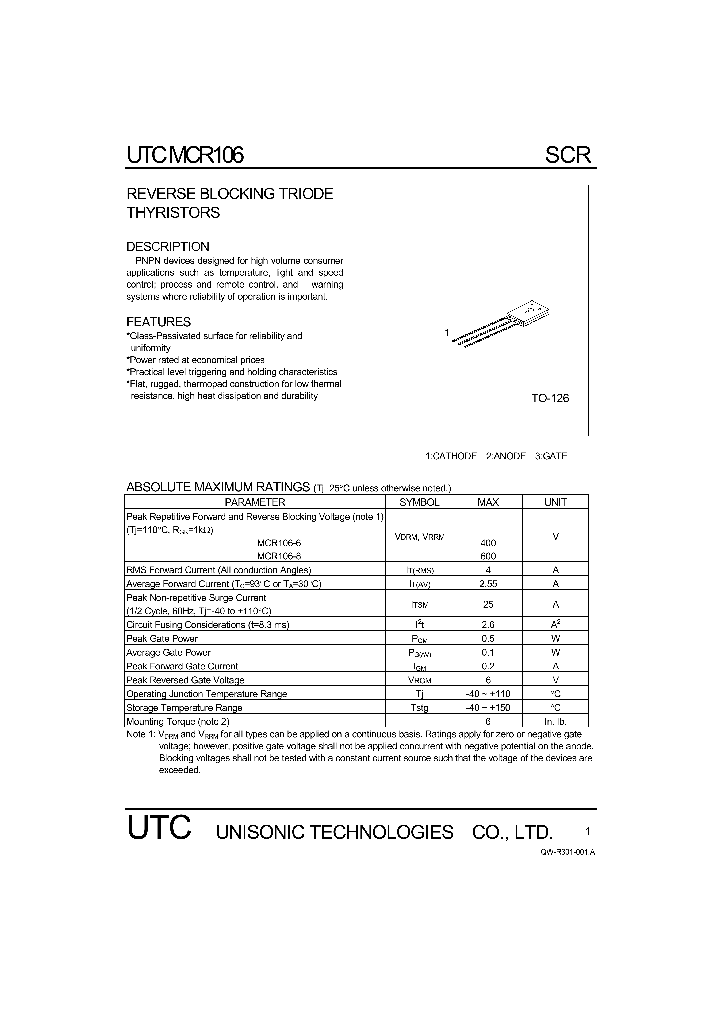 MCR106_1278034.PDF Datasheet