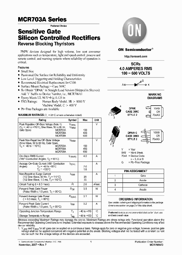 MCR703AT4_742463.PDF Datasheet