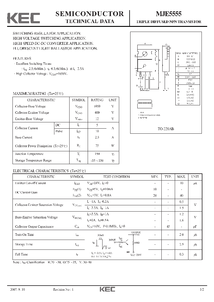 MJE5555_1141409.PDF Datasheet