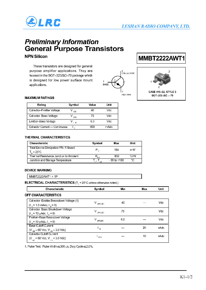 MMBT2222AWT1_1151907.PDF Datasheet