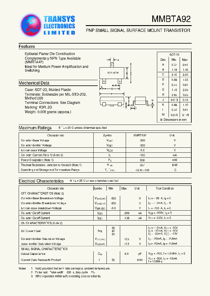 MMBTA92_1151926.PDF Datasheet